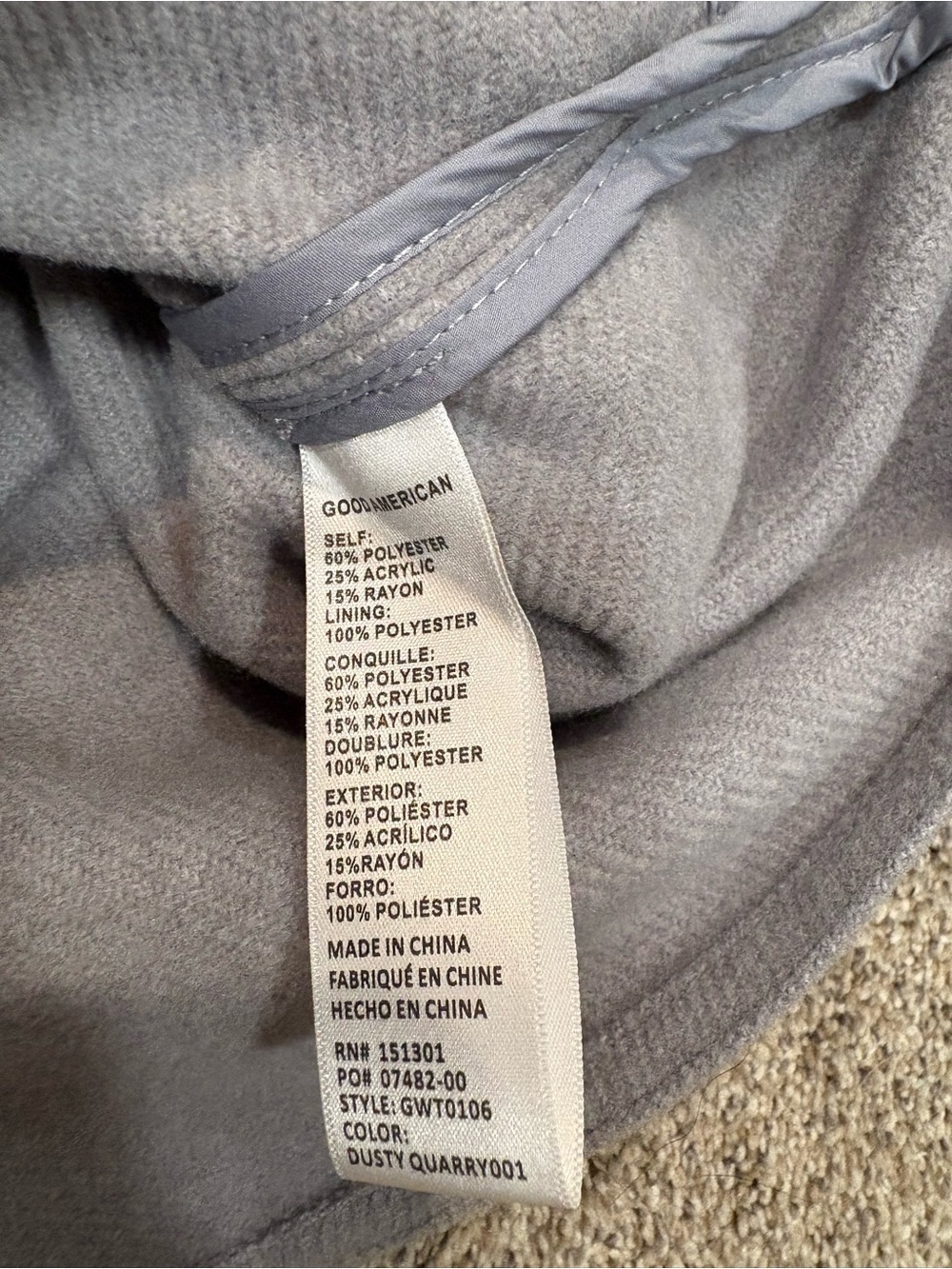 Good American Longline Shacket in Dusty Quarry Size XS/X - Picture 4 of 7